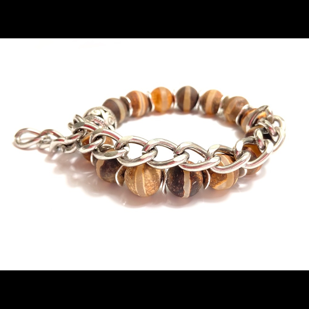 Dzi Gemstone Stretch Bracelet, Handmade
